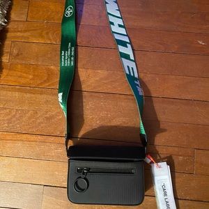 Black Off-White 🌟 Crossbody Bag w Green Shoulder Strap!!